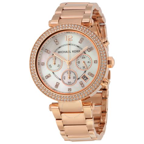 michael kors rose gold ladies watch|Michael Kors parker chronograph watch.